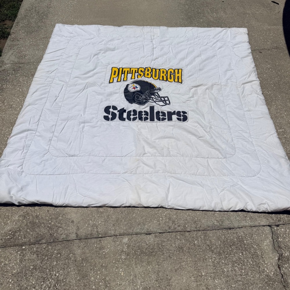 Vintage 1994 Pittsburgh Steelers NFL Reversible Comforter White Black 84x64